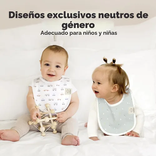Miniatura 6 de Paquete de 8 baberos orgánicos para bebés niños, niñas - baberos de algodón suave para babear y dentición para bebé niña y niño, extra absorbentes