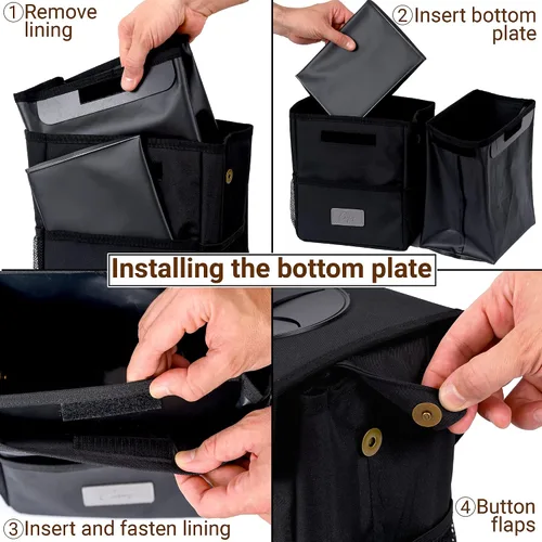 Miniatura 8 de Creathing - Bote de basura para coche, impermeable, con tapa, consola o asiento Negro