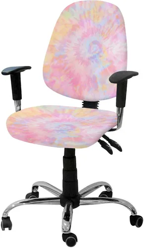 Fundas coloridas para sillas de oficina de teñido anudado de 2 piezas, fundas elásticas para silla de computadora, fundas universales giratorias