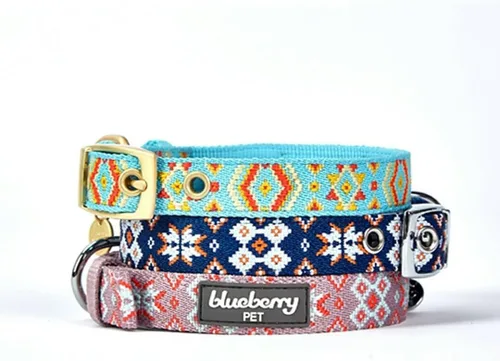 Miniatura 2 de Blueberry Pet - Collar ajustable para perro con estampado tribal sudoccidental en azul celeste, con hebilla de metal, para cuello de 13-16.5