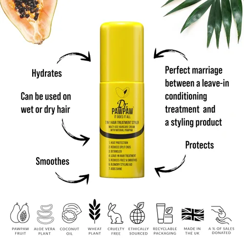Miniatura 6 de Dr. PawPaw It Does It All 7 en 1 - Spray de protección contra el calor libre de crueldad animal para el cabello, protección contra el calor ideal