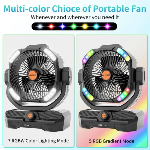 Miniatura 5 de WESTTREE - Ventilador de 45000 mAh, potente flujo de aire, funciona con pilas, ventilador de exterior para dormitorio, silencioso y oscilante