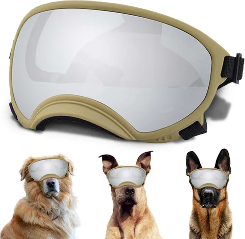 Miniatura 16 de Gafas de sol grandes para perros con correa ajustable, protección UV, a prueba de victorias, adecuadas para perros medianos y medianos