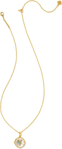 Miniatura 3 de Kendra Scott Collar con dije de letras A-Z reversibles en latón chapado en oro de 14 quilates, joyería de moda para mujer