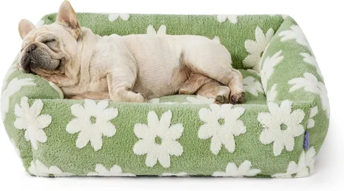 Miniatura 8 de LE SURE Bonita cama para perros y gatos pequeños, camas lavables para cachorros, acogedor sofá ortopédico rectangular para mascotas con felpa