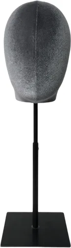 Miniatura 7 de Adjustable Black Base Velvet Female Mannequin Head Belle for Hat Wig Jewelry Earring Scarves Display Hat stand Wig stand (Grey*black round base)