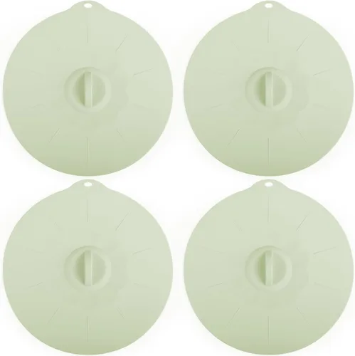 Miniatura 14 de Paquete de 4 tapas de silicona de 3.9 pulgadas para tazas, tazones, platos, sartenes, cubierta para salpicaduras de microondas, recipientes