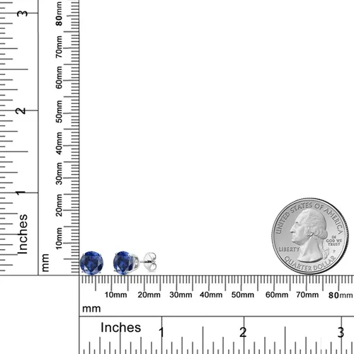 Miniatura 152 de Gem Stone King Aretes de plata de ley 925 con piedra natal redonda de 0.276 in para mujer