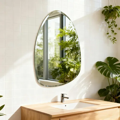 Miniatura 11 de Espejo de pared irregular sin marco de 20 x 28 pulgadas, espejo de tocador decorativo con borde biselado para baño, dormitorio, entrada