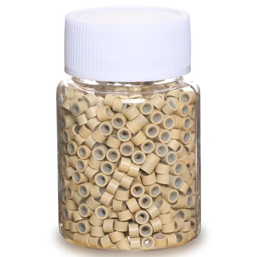 Miniatura 30 de 2500 piezas de cuentas de extensión de 5 mm negras, anillos micro con revestimiento de silicona, microenlaces punta I para extensiones de cabello