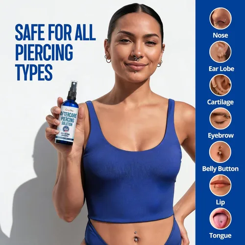 Miniatura 5 de BodyJ4You Piercing post-cuidado en aerosol – Solución salina Piercings Lavado de heridas Salina Estéril – Eliminación de golpes queloides Oído