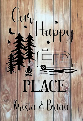 Miniatura 7 de Bandera personalizada para campamento – Letrero de decoración de campamento al aire libre personalizado – Regalo de Happy Camper para cámper