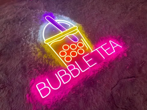 Miniatura 3 de NeonGrand Letrero de neón de té Boba (grande 27 x 23 pulgadas), letrero de neón de té de burbujas para decoración de pared con interruptor