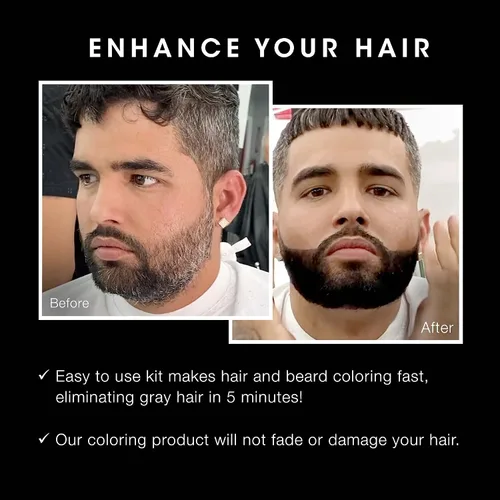 Miniatura 3 de Pacinos Kit de color para cabello y barba (marrón oscuro) - Color de cabello para hombres, elimina las canas en 5 minutos, fórmula fácil de aplicar