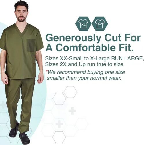 Miniatura 5 de Natural Uniforms Cómodo ajuste para hombre, uniforme de trabajo, 8 bolsillos