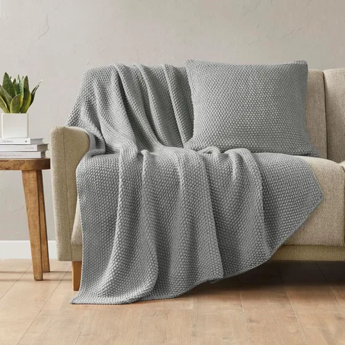 Miniatura 15 de INK+IVY Manta de punto Bree para cama, sofá y sillón, ligera, transpirable, suave y acogedora para verano, tamaño King (108 x 90 pulgadas)