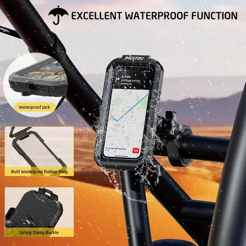 Miniatura 2 de iMESTOU Soporte de teléfono impermeable para ATV con adaptador de abrazadera grande de aluminio de 1 pulgada para manillar ATV UTV de 1.5