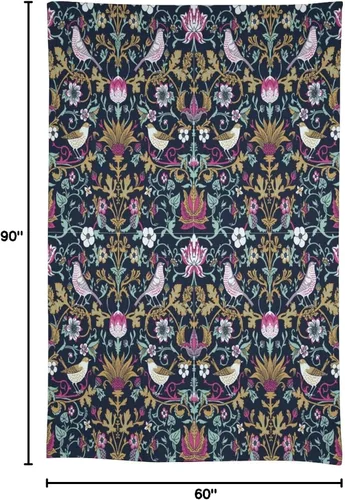 Miniatura 386 de Mantel Floral Retro de Pájaros, Diseño Original Bohemio William Morris Estampado Cubierta de Mesa para Hogar Picnic Fiesta Comedor Cocina William