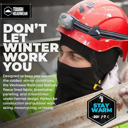 Miniatura 2 de Tough Headwear Máscara de esquí para mujeres y hombres – Pasamontañas – Cubierta térmica de invierno Shiesty – Equipo de clima frío para esquí Negro