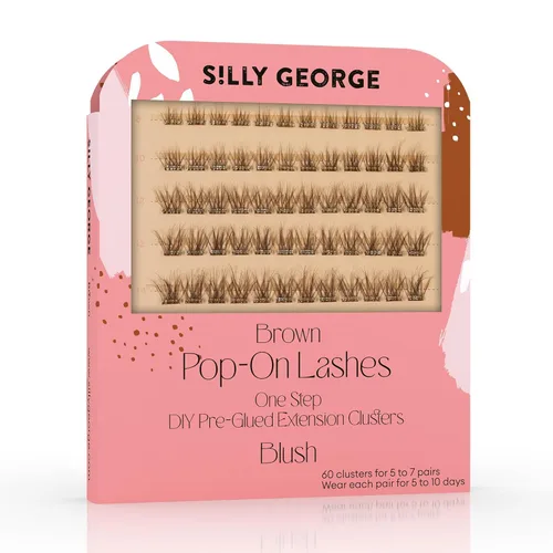 Miniatura 10 de Silly George - Pestañas Pop-On - Extensiones de pestañas falsas pre-pegadas DIY de 1 paso, aspecto natural, negras - rosadas, juego de 5-7 pares