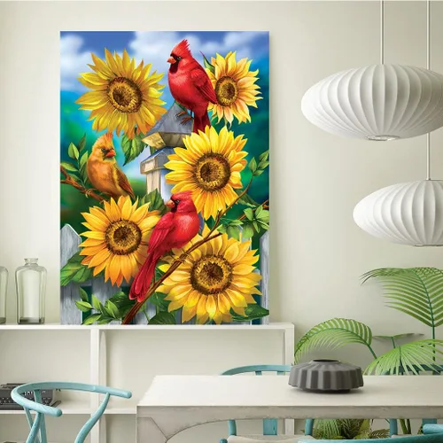 Miniatura 2 de KEUASDV Kits de Pintura de Diamantes para Adultos, Cardenales y Girasoles 5D Kits de Arte de Diamantes DIY Taladro Completo Puntos de Diamantes