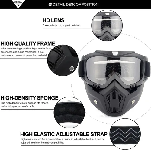 Miniatura 2 de SPOSUNE Gafas de motocross, máscara de paintball, máscara facial desmontable, gafas de seguridad para motocross para hombres y mujeres