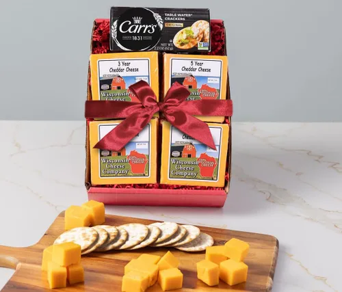 Miniatura 2 de Wisconsin Cheese Company - Caja de regalo 100% de queso cheddar envejecido de Wisconsin y galletas saladas - Cheddar envejecido