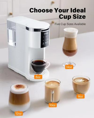 Miniatura 3 de SHARDOR Cafetera 3 en 1 para cápsulas K Cup, cafetera de una sola porción para cápsulas K Cup y café molido y tés, tamaños de preparación de 6 a 14