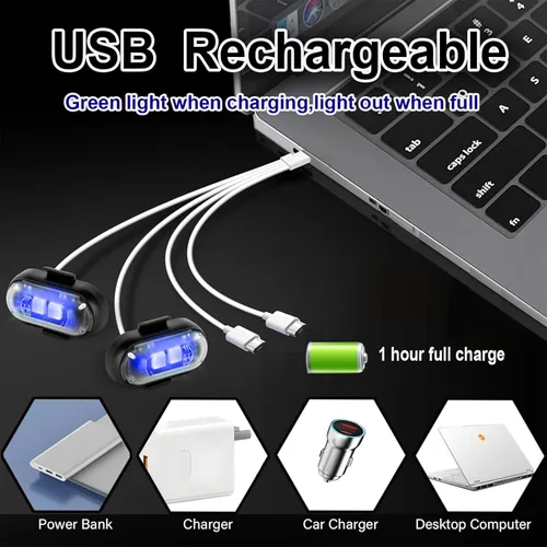 Miniatura 2 de Paquete de 6 luces LED inalámbricas estroboscópicas remotas 8 colores, anticolisión y resistente al agua Flash de emergencia para automóvil