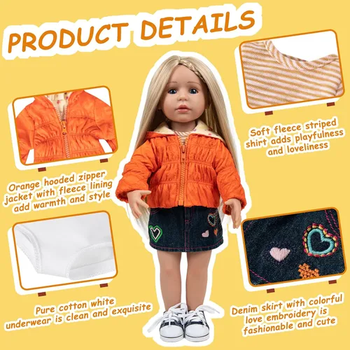 Miniatura 2 de Rakki Dolli - Conjunto de ropa moderna hecha a mano para muñeca
