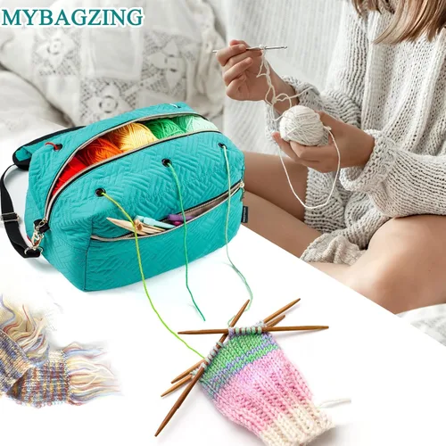 Miniatura 7 de MYBAGZING Organizador de bolsas de ganchillo - Bolsa de tejer - Organizador de almacenamiento de hilo - Bolsa de hilo para ganchillo - Soporte