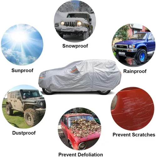 Miniatura 2 de SEAZEN - Funda de coche para Jeep Wrangler de 6 capas, impermeable para todo tipo de clima, funda resistente para 4 puertas Wrangler CJ, YJ, TJ