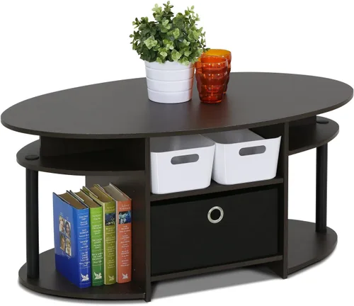 Miniatura 9 de Furinno - Mesa de café, 1 paquete, color nogal Columbia/negro Columbia Nogal/Negro