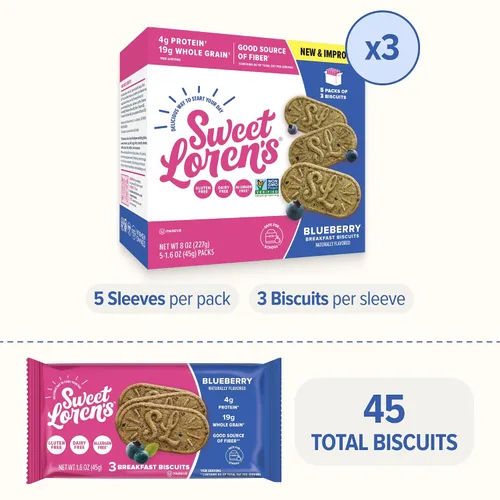 Miniatura 6 de Sweet Loren's Galletas veganas para el desayuno, arándano, 0.18 onzas de proteína, 0.39 onzas de granos integrales, a base de plantas, sin gluten