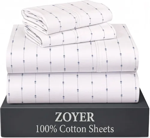 Miniatura 9 de ZOYER Sábanas de 100 % algodón percal tamaño individual, refrescantes y transpirables, duraderas, con una sensación nítida, suave y cómoda, bolsillo