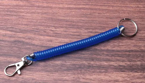 Miniatura 5 de sowaka 3 unids espiral retráctil bobina de resorte llavero con llavero Metal langosta cierre cordón herramienta alambre seguridad Negro