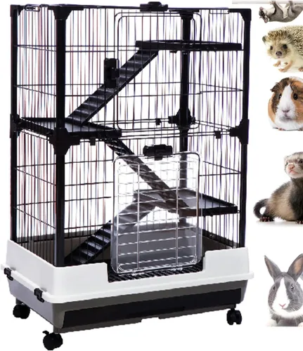 Miniatura 11 de Gran conejillo de Indias para interiores y exteriores, chinchilla, hurón, ardilla, erizo, gatito, conejo, conejo, casa, hábitat, pata segura, Negro
