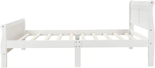 Miniatura 5 de Base de cama de madera, tamaño individual, plataforma con cabecero, estribo, soporte de listones de madera, base de colchón, muebles de dormitorio