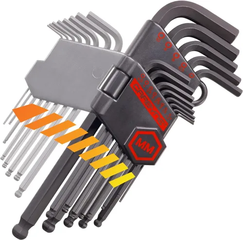 Miniatura 8 de Carbyne Juego de llaves Allen con extremo de bola de brazo largo de 35 piezas, pulgadas/métricas/torx. Incluye hexagonal métrico 0.050 in-0.394 in