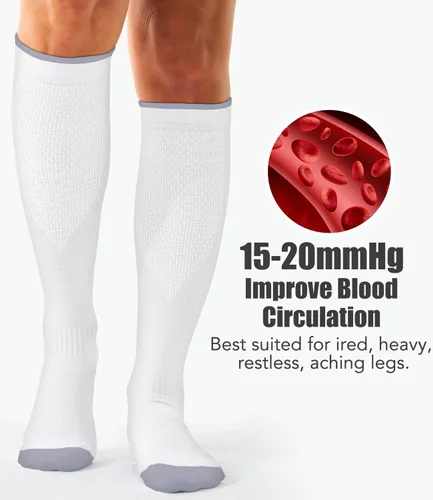 Miniatura 18 de Paquete de 3 pares de calcetines de compresión médica para mejorar la circulación de mujeres y hombres, para correr, hacer deporte y amamantar