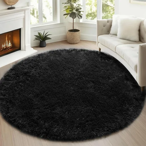 Miniatura 93 de ONASAR - Alfombra de pasillo negra de 2 x 6 pies, esponjosa, lavable, ultrasuave, afelpada, peluda, tapete para bebés, dormitorio de niños, armario