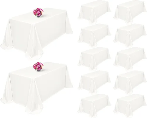 Miniatura 108 de Showgeous Paquete de 4 manteles rectangulares de poliéster de 60 x 102 pulgadas, resistentes a las arrugas, lavables, para bodas, mesas de comedor