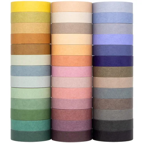 Mooker - Juego de 39 rollos de cinta Washi, cinta adhesiva de color Morandi, cinta vintage delgada para diario, suministros de álbumes de recortes,