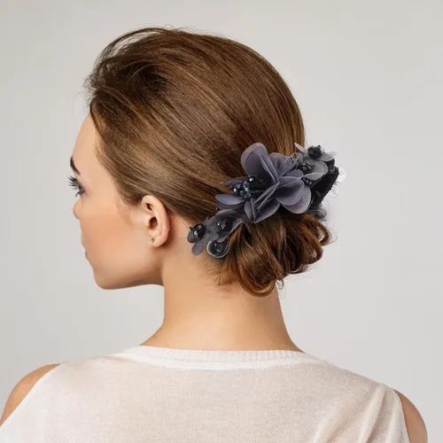 Miniatura 2 de Pinza para el pelo de plátano, pinzas para el pelo de flores, pinzas de mandíbula para el cabello con diamantes de imitación, pinzas para el cabello