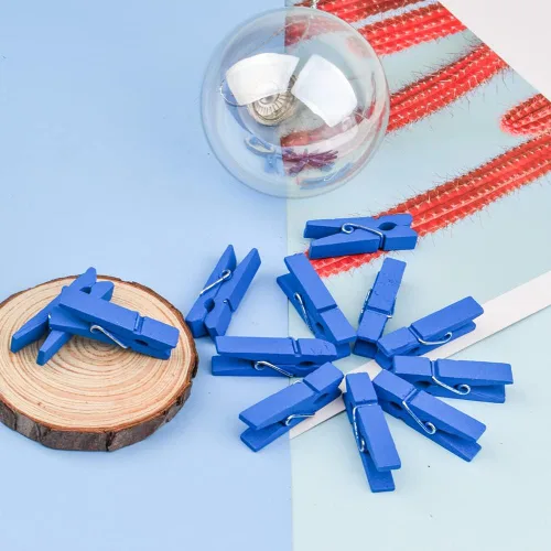 Miniatura 7 de Jdesun 50 pinzas de madera azules, mini pinzas de madera para colgar fotos, pinzas para ropa de lavandería, pinzas para colgar fotos, ropa