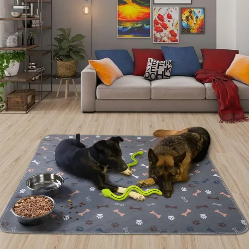 Miniatura 6 de Almohadillas lavables para orina para perros, paquete de 2 almohadillas reutilizables de 41"x41", almohadillas impermeables para entrenamiento