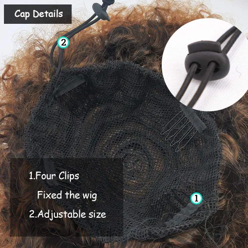 Miniatura 5 de Yinmei Baibian Extensiones de Cabello Sintéticas de Moño con Cordón Afro Rizado Crespo Degradado Marrón Tamaño Grande Peinado Recogido para Mujeres