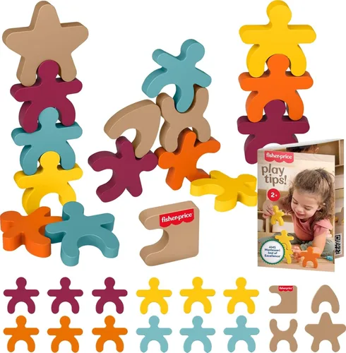 Fisher-Price Formas apilables de juguete Montessori de madera, sello de excelencia de la Sociedad Montessori Americana, actividad de aprendizaje de