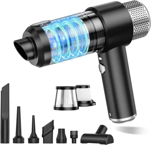 Miniatura 9 de JONYJ Aspiradora de mano para automóvil, aspiradora de mano de 16000 PA, portátil, inalámbrica, 2 en 1 plumero de aire y aspiradora con luz LED