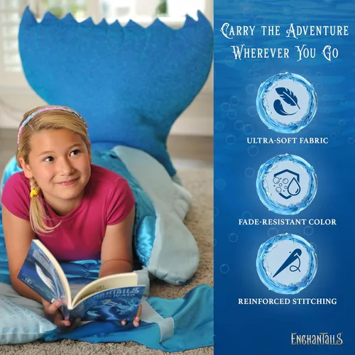 Miniatura 3 de Mermaid Tail Blanket for Kids - 5-Piece Glow in The Dark Girls Slumber Set - Wearable Mermaid Tail Sleeping Bag - Ideal for Sleepovers